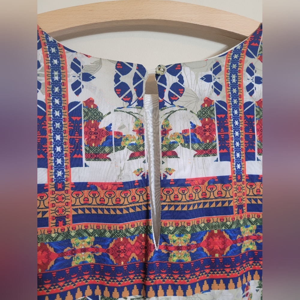 Anthropologie Bhanuni By Jyoti Sarah Printed Bell Sleeve dress Mediun - Picture 6 of 12